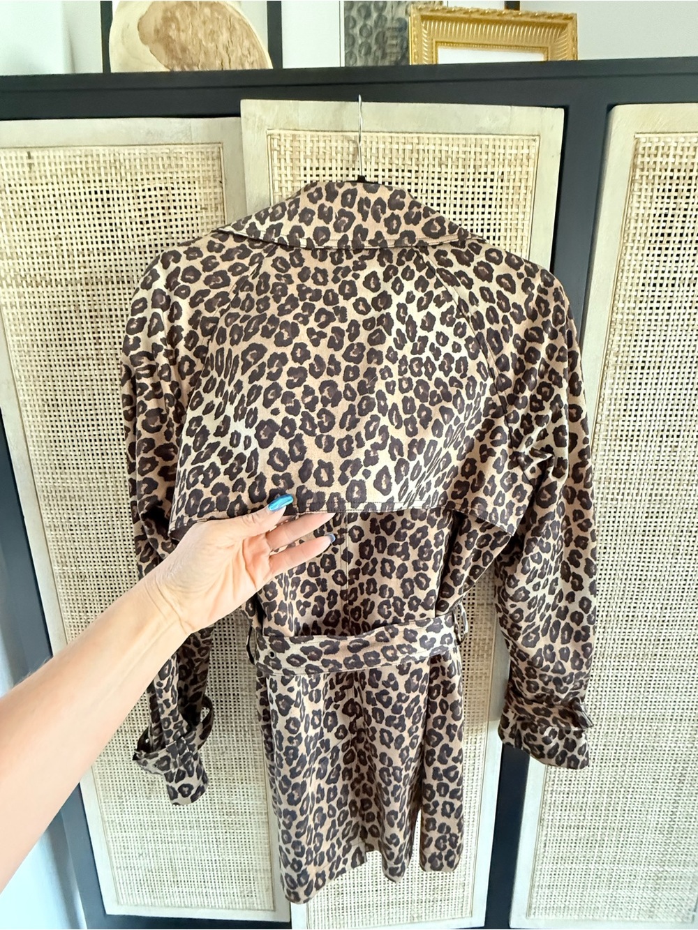 Michael Kors Leopard Print Double-Breasted Belted Trench - Brown/Black - Picture 3 of 13